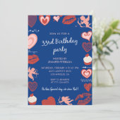 Invitation d'anniversaire 33 ans Ange mignon bleu (Debout devant)