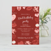 Invitation d'anniversaire 33 ans ange mignon rouge (Debout devant)