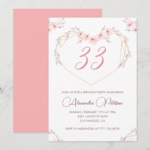 Invitation d'anniversaire 33 ans Bohème Floral Élé