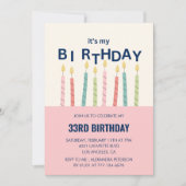 Invitation d'anniversaire 33 ans Bougie d'annivers (Devant)