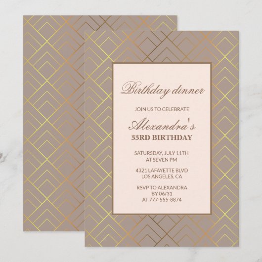 Invitation d'anniversaire 33 ans Dîner d'anniversa (Devant / Derrière)