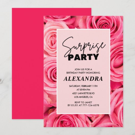 Invitation d'anniversaire 33 ans Fête surprise Flo (Devant / Derrière)