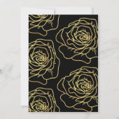Invitation d'anniversaire 33 ans Fleurs Noir Or (Dos)