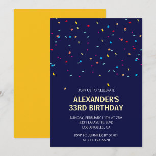 Invitation d'anniversaire 33 ans Hommes Confettis