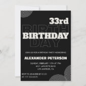 Invitation d'anniversaire 33 ans Hommes Noir (Devant)