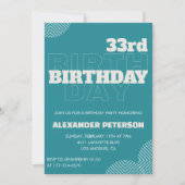 Invitation d'anniversaire 33 ans Hommes Typographi (Devant)