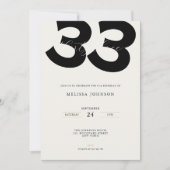 Invitation d'anniversaire 33 ans Minimal - Typo Gr (Devant)