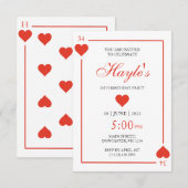 Invitation d'anniversaire 34 ans Queen of Hearts C (Devant / Derrière)
