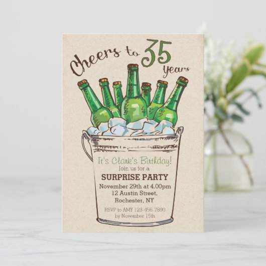 Invitation d'anniversaire 35 ans à boire (Debout devant)