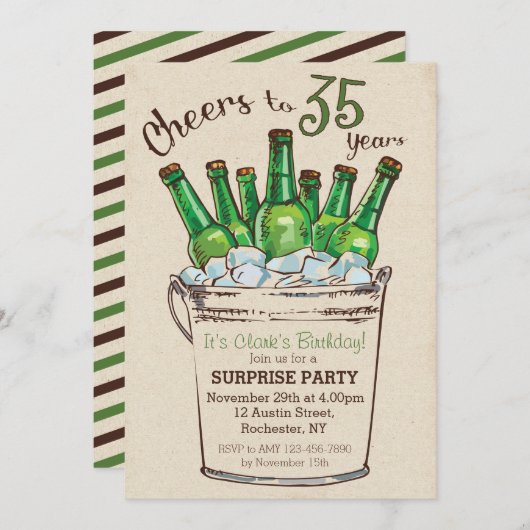 Invitation d'anniversaire 35 ans à boire (Devant / Derrière)
