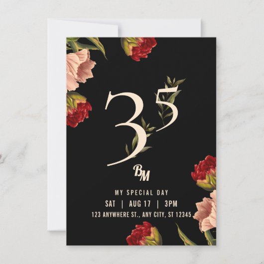 Invitation d'anniversaire 35 ans Luxe Avant Garde (Devant)