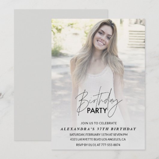 Invitation d'anniversaire 37 ans Fête d'anniversai (Devant / Derrière)