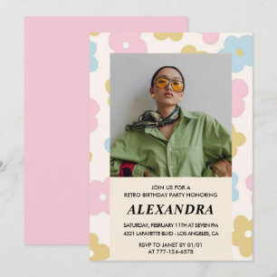 Invitation d'anniversaire 39 ans Floral Photo Rétr
