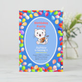 Invitation d'anniversaire 3 ans avec chat mignon e (Debout devant)