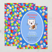 Invitation d'anniversaire 3 ans avec chat mignon e (Devant / Derrière)