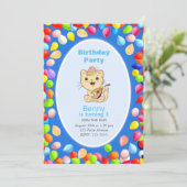 Invitation d'anniversaire 3 ans avec chat mignon e (Debout devant)