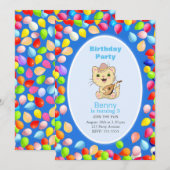 Invitation d'anniversaire 3 ans avec chat mignon e (Devant / Derrière)