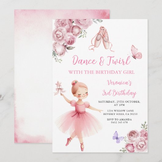 Invitation d'anniversaire 3 ans Danse et Tournoi d (Devant / Derrière)