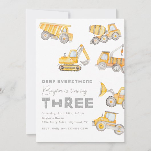 Invitation d'anniversaire 3 ans de construction (Devant)