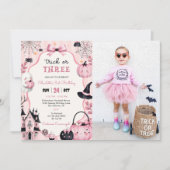 Invitation d'anniversaire 3 ans de fille citrouill (Devant)