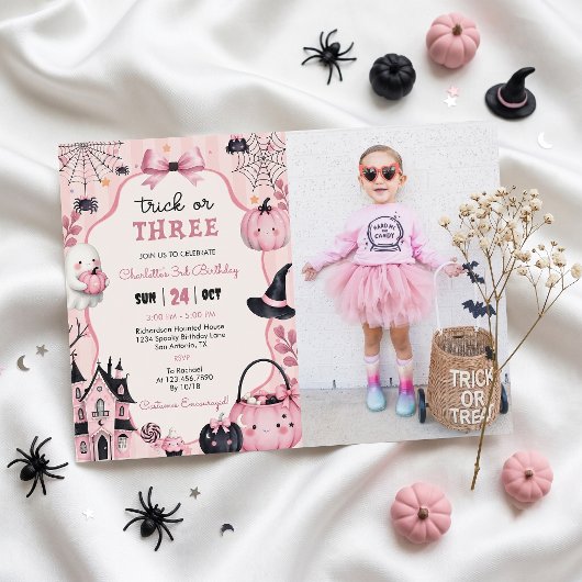 Invitation d'anniversaire 3 ans de fille citrouill