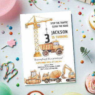 Invitation d'anniversaire 3 ans de grue à benne Co