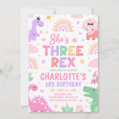 Invitation d'anniversaire 3 ans Dinosaur Three Rex (Devant)