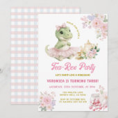 Invitation d'anniversaire 3 ans dinosaure T-Rex fl (Devant / Derrière)