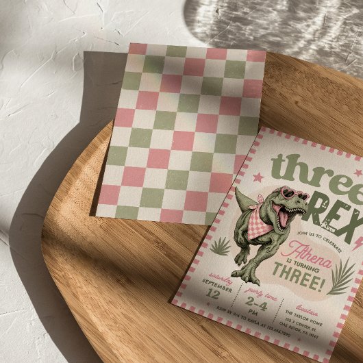 Invitation d'anniversaire 3 ans Dinosaure Trois Re