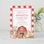 Invitation d'anniversaire 3 ans Ferme Animaux Troi (Debout devant)