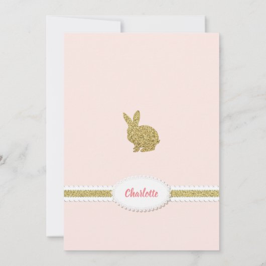 Invitation d'anniversaire 3 ans fille lapin rose e (Dos)
