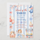 Invitation d'anniversaire 3 ans Fille Rayures Amér (Devant)