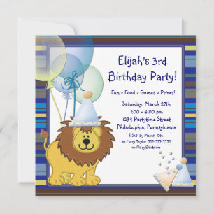 Invitation d'anniversaire 3 ans garçon ballons Lio