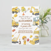Invitation d'anniversaire 3 ans garçon camions de  (Debout devant)