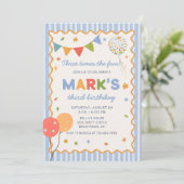 Invitation d'anniversaire 3 ans garçon coloré amus (Debout devant)