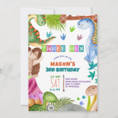 Invitation d'anniversaire 3 ans garçon dinosaure (Devant)