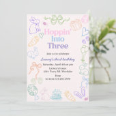 Invitation d'anniversaire 3 ans - Lapin (Debout devant)