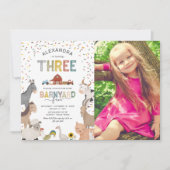 Invitation d'anniversaire 3 ans Photo Ferme de la (Devant)