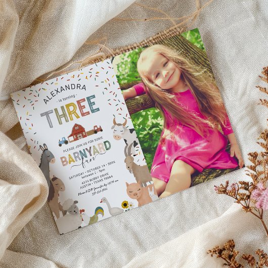 Invitation d'anniversaire 3 ans Photo Ferme de la
