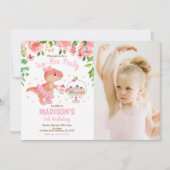 Invitation d'anniversaire 3 ans Photo Tea-Rex Tutu (Devant)
