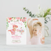 Invitation d'anniversaire 3 ans Photo Tea-Rex Tutu (Debout devant)