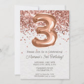 Invitation d'anniversaire 3 ans Rose Gold (Devant)