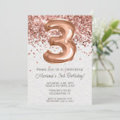 Invitation d'anniversaire 3 ans Rose Gold (Debout devant)