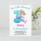 Invitation d'anniversaire 3 ans Sirène (Debout devant)