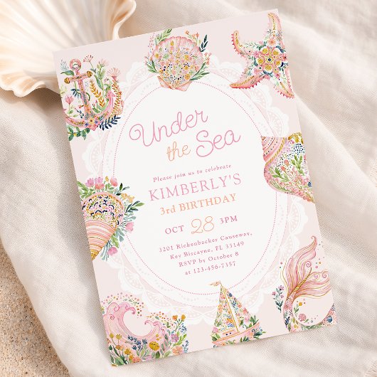 Invitation d'anniversaire 3 ans Sous la Mer