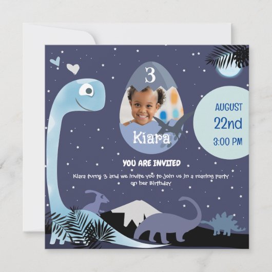 Invitation d'anniversaire 3 ans sur le thème des d (Devant)