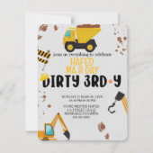 Invitation d'anniversaire 3 ans Thème Construction (Devant)