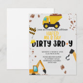Invitation d'anniversaire 3 ans Thème Construction (Devant / Derrière)