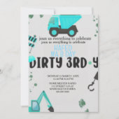 Invitation d'anniversaire 3 ans Thème Construction (Devant)