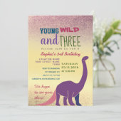 Invitation d'anniversaire 3 ans Young Wild and Thr (Debout devant)